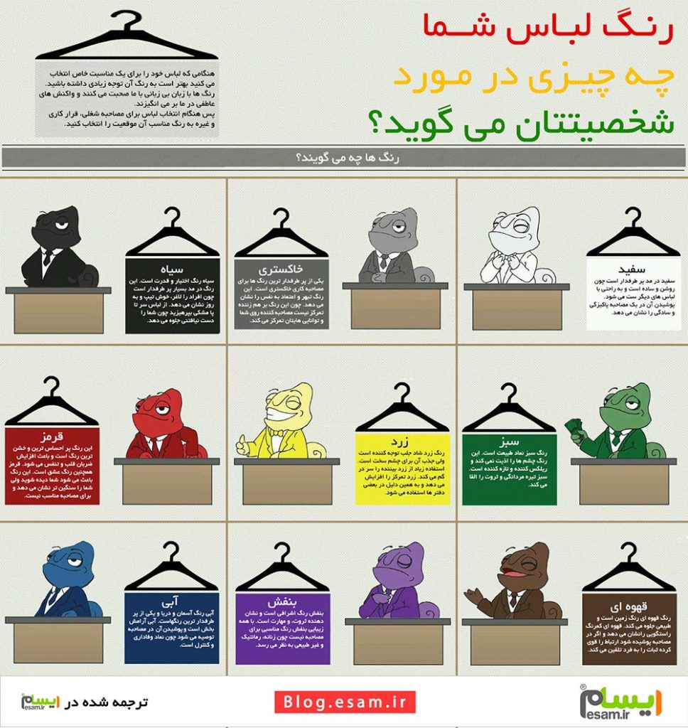 رنگ لباس چه چیزی در مورد شخصیت شما می گوید + اینفوگرافیک