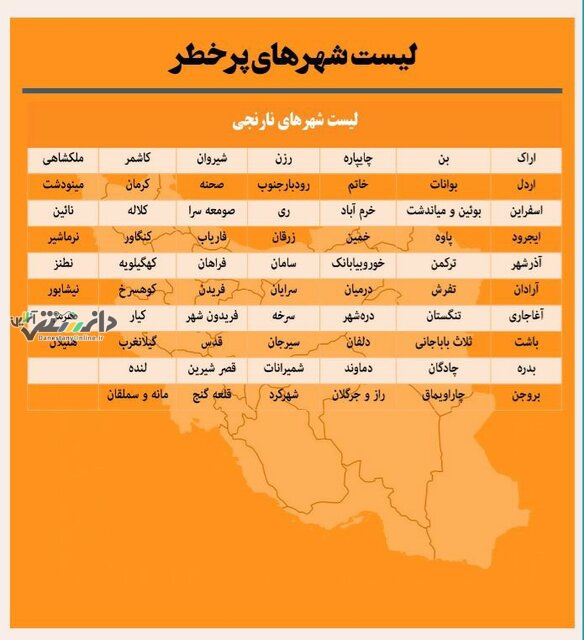 افزایش تعداد شهرهای زرد و آبی در کشور