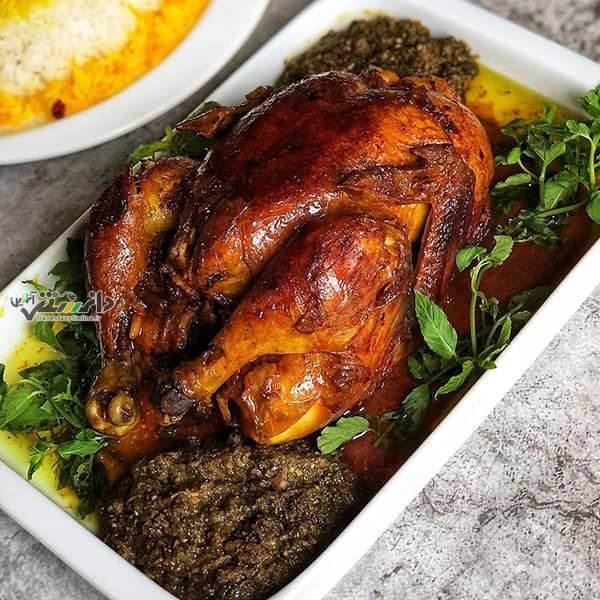 طرز تهیه مرغ شکم پر شیرازی با و بدون فر