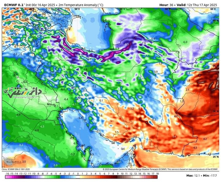 دانستنی هواشناسی/هواشناسی ایران ۲۸ فروردین
