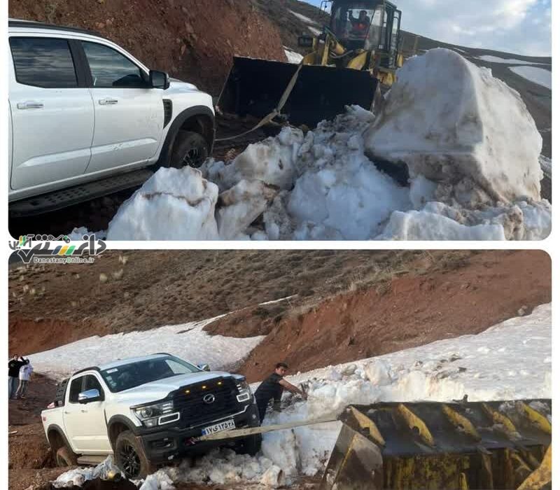 نجات سرنشینان خودروی گرفتار در گردنه گراب طالقان توسط راهداران گچسر