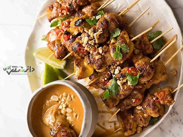 دانستنی آشپزی/طرز تهیه جوجه کباب با سس بادام زمینی