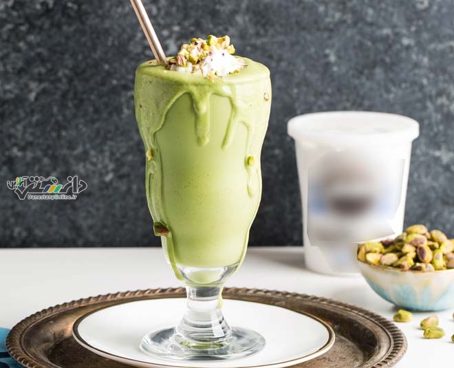 دانستنی آشپزی/دستور تهیه میلک شیک پسته خانگی